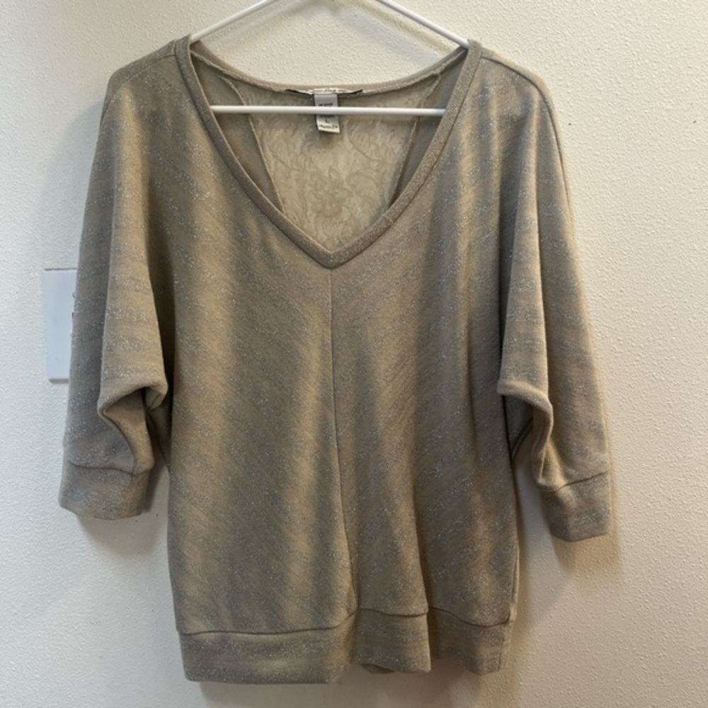 American Rag Cream Floral Lace Top